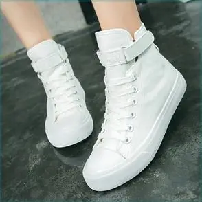 学生平底高帮帆布鞋纯白色凡布鞋女大童高邦板鞋全白球鞋高腰女鞋