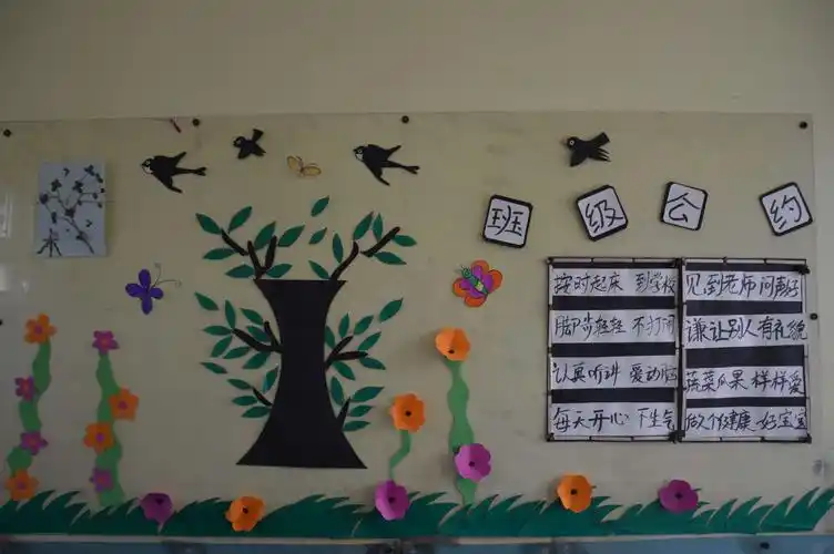"春天来了"辰星幼稚园春季主题墙