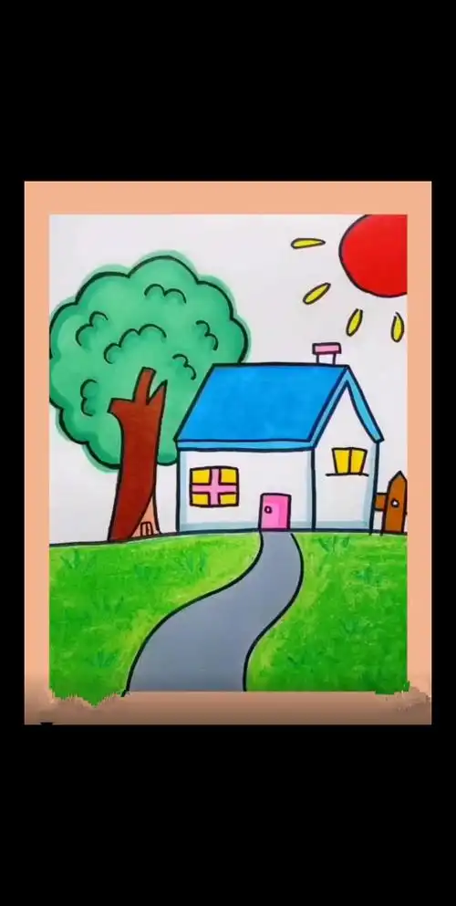 一年级学生画的小房子