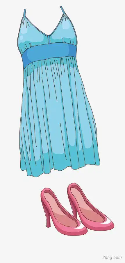 蓝色裙子png素材透明免抠图片-卡通手绘