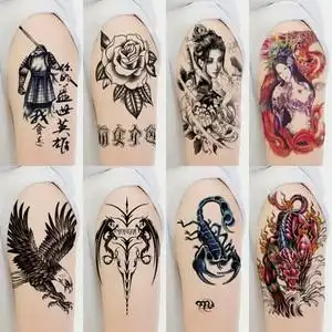 大图花臂套装纹身贴 防水男女持久花臂飞鹰鲤鱼手臂半臂逼真刺青