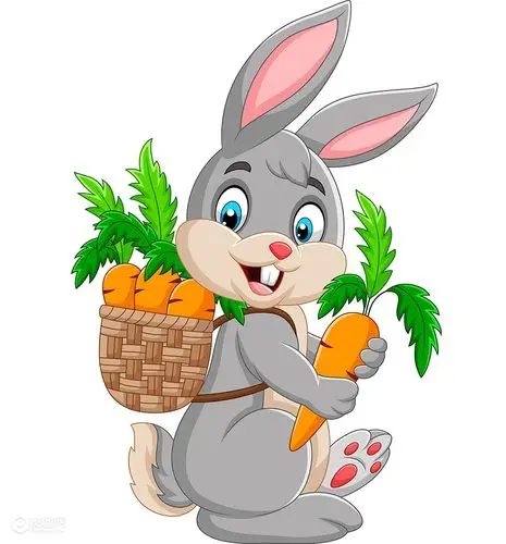 兔子萝卜卡通插画
