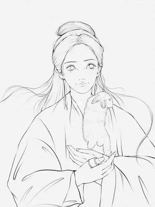 女生插画线稿杨幂1330