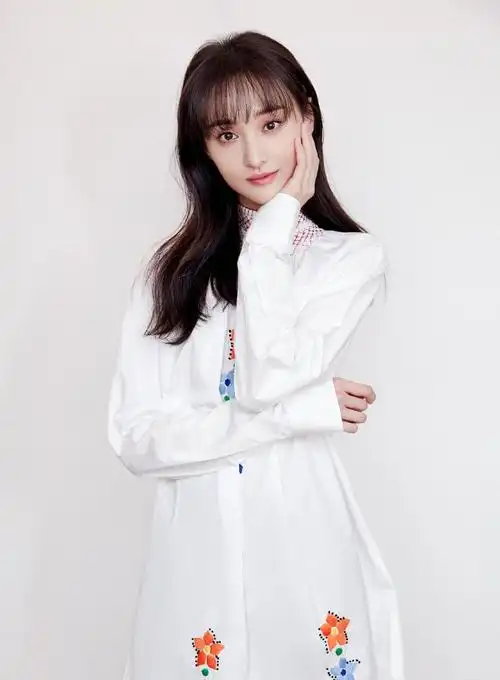 郑爽同款白色刺绣花朵连衣裙女韩版宽松显瘦开叉长袖衬衫裙娃娃裙