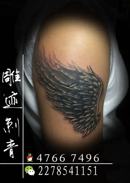 手臂纹身#翅膀纹身#黑灰纹身#遮盖旧纹身