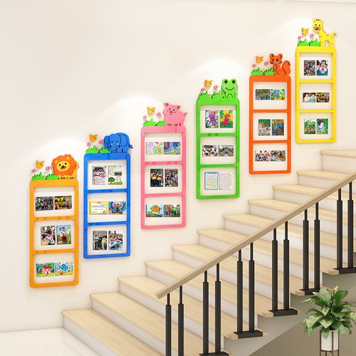龙猫家装的优惠券大全—幼儿园照片墙教室走廊楼梯墙面装饰作品展示