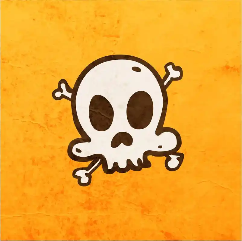 卡通骷髅,卡通头骨上复古的黄色背景