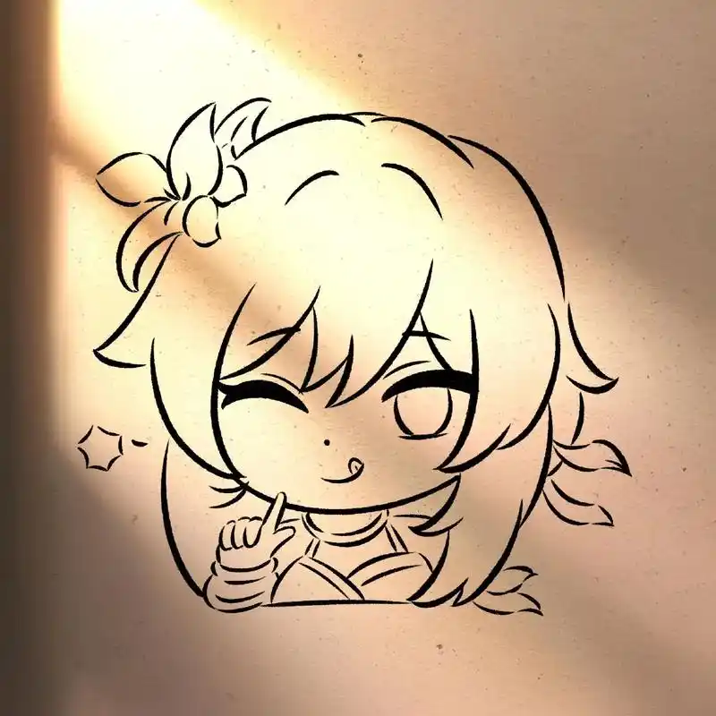 原神萤妹q版简笔画绘画过程.重启人生之我在学画画 今天画个萤 - 抖音