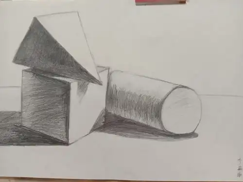 其它 周日上午素描 12岁左右 写美篇本节课石膏体组合,理解形结构,画