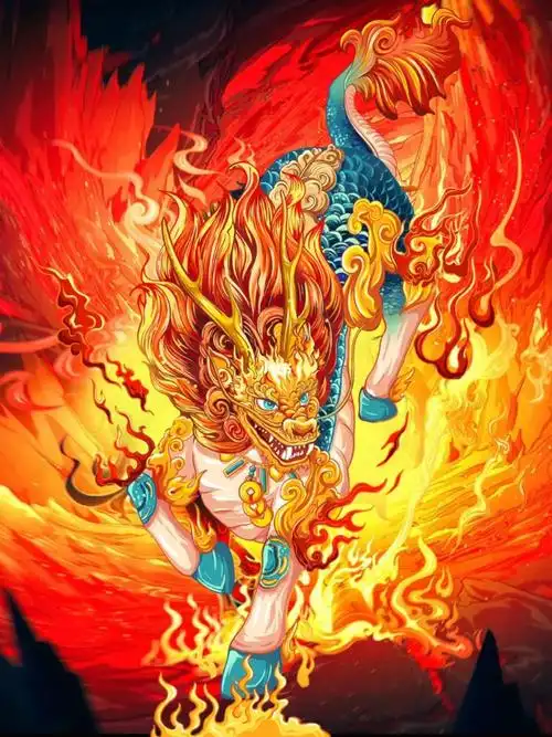 麒麟招财貔貅国潮商业插画