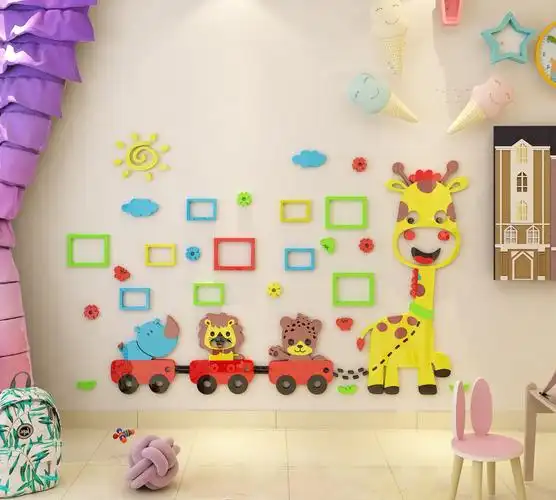 相册小鹿亚克力3d立体墙贴儿童房幼儿园装饰照片相框墙卧室客厅