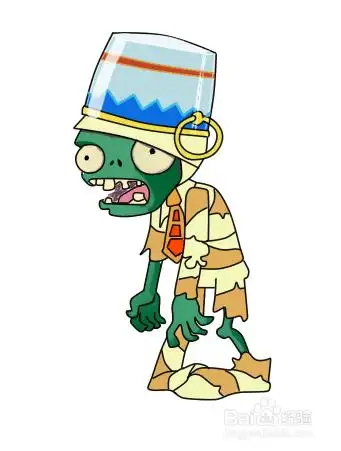 彩色简笔画植物大战僵尸铁桶僵尸的画法