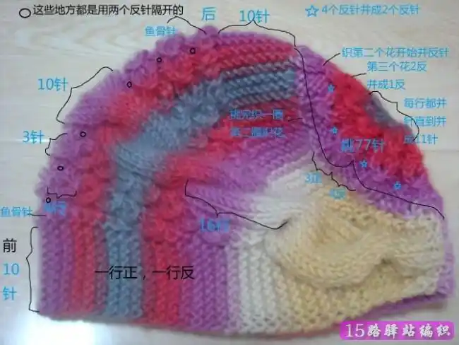 铜钱花帽子的织法,铜钱花 麻花组合|棒针编织图解