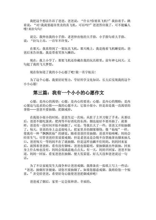 我有一个小小的心愿作文400字docx2页