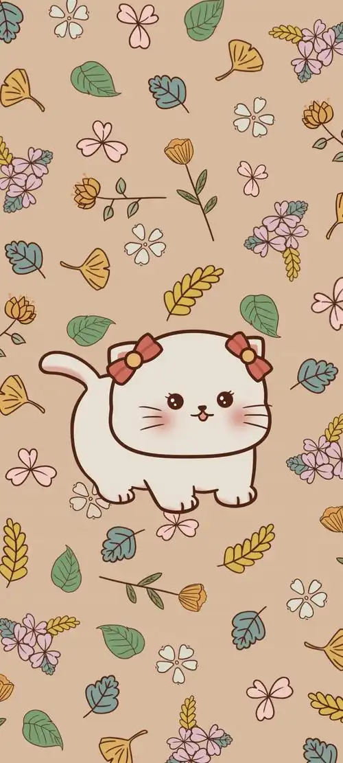 唯美可爱猫和花全屏手机壁纸12