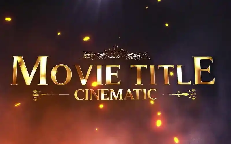pr模板-金色文字火焰燃烧过渡效果的好莱坞电影预告模板史诗级电影