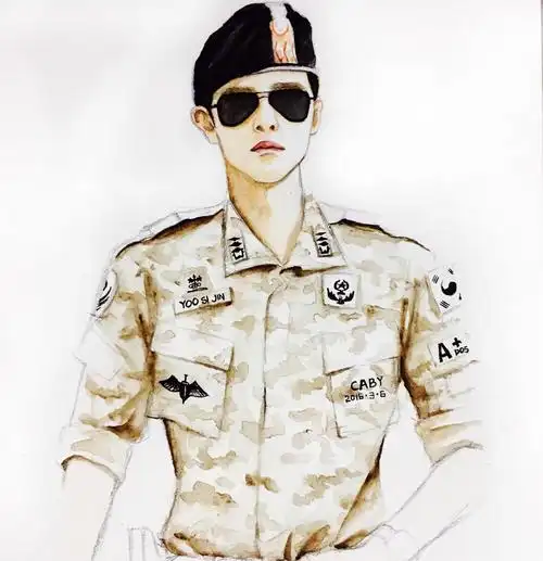 太阳的后裔宋仲基插画手绘