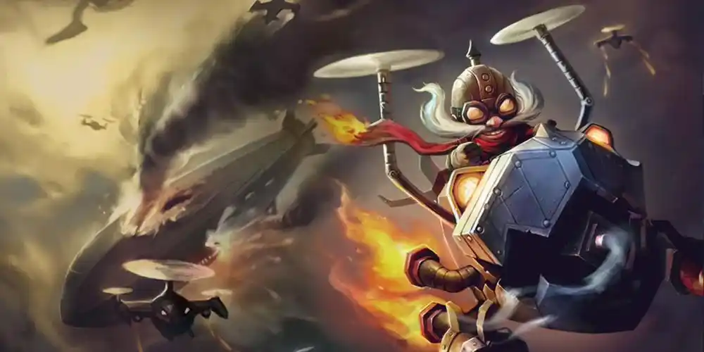 【英雄联盟全英雄全皮肤】英勇投弹手 库奇 飞机:王牌飞行员申请出战