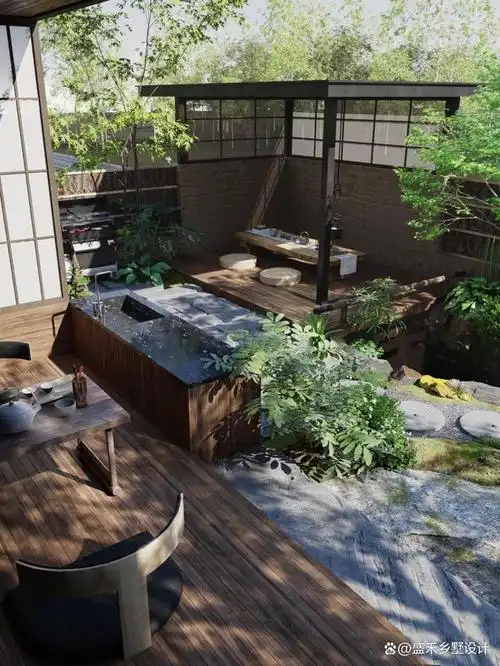 家庭的实际需求,可以设计不同的功能区域,如休闲区,烧烤区,花园区等