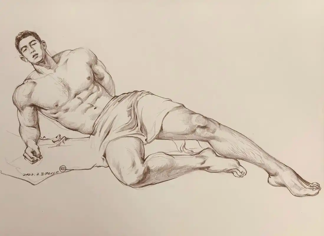 想在评论区看到好身材 #速写 #肌肉 #健身 #画 - 抖音