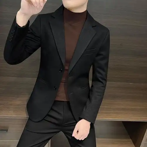 毛呢西装男士外套新款2024春季商务男装感春秋款休闲西服-阿里巴巴