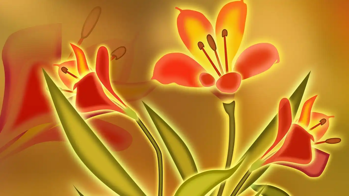 创意设计美丽的手绘彩色鲜花桌面壁纸高清大图预览1920x1080_设计创意