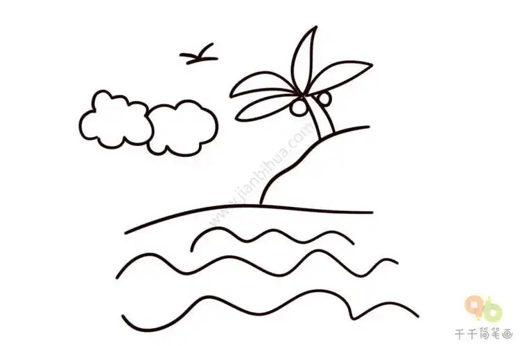 海滩上的草简笔画