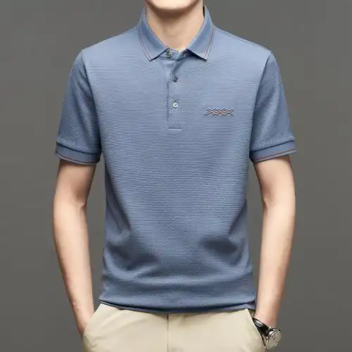 夏季新款男翻领短袖t恤中青年polo衫男装纯色半袖体恤衫