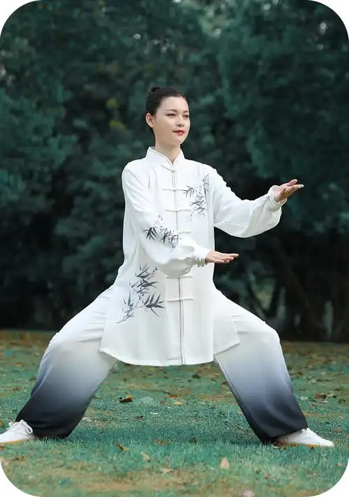 争风华改良高端太极服女2022新款飘逸太极拳武术表演练功服装男夏白色