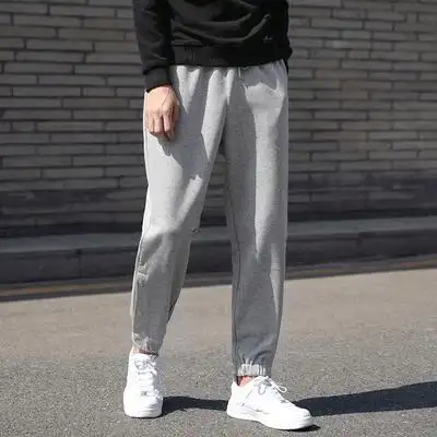 灰色男裤小脚加长高个子男生运动裤子115cm瘦高卫裤高腰休闲裤