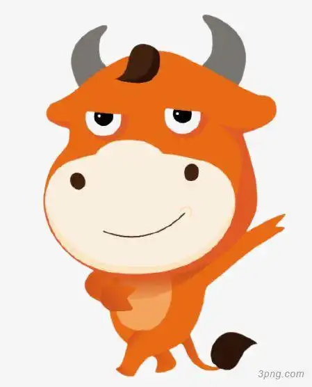 一头橙色小牛png素材透明免抠图片卡通手绘