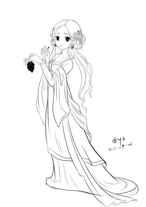 古装女子衣服简笔画