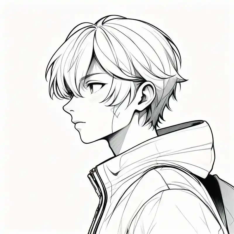 黑白素描男生头像,高冷帅气90