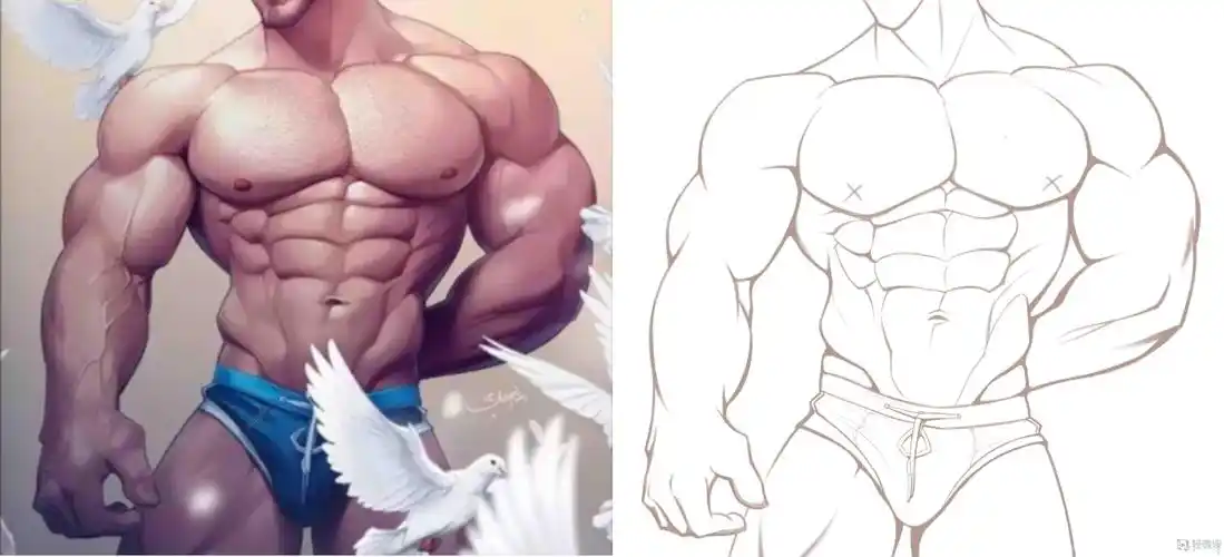 临摹男性肌肉—角色人物肌肉绘画训练