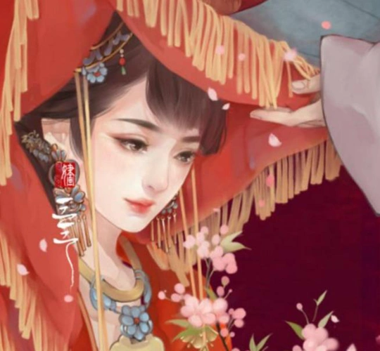 古风动漫插画里的那些艳时光的红衣女子十里红妆女儿梦