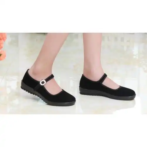 枫述老北京布鞋女新款夏平底黑色中老年软底酒店工作鞋平跟妈妈鞋