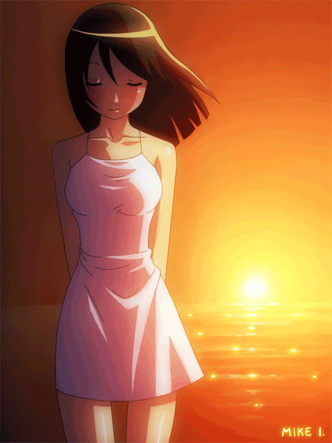 动漫gif日落gif头发吹gif风吹gif是免费的gif