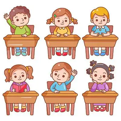 卡通可爱上课认真学习小学生和横幅插画素材png