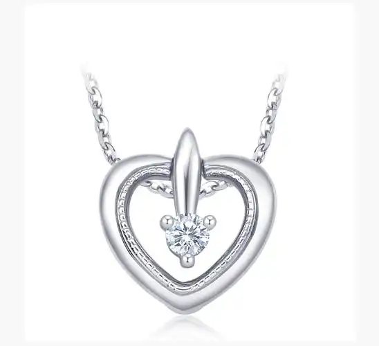 chow tai seng/周大生 钻石项链女士 真钻18k彩金灵动心形锁骨链玫瑰