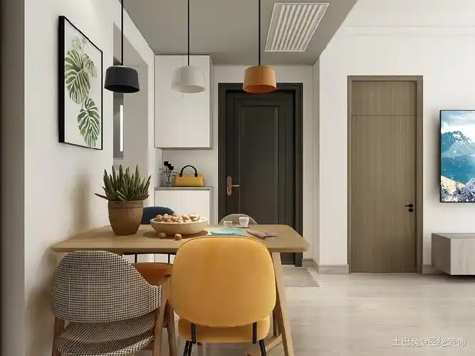 70平两房改三房空间大变样厨房现代简约餐厅设计图片赏析