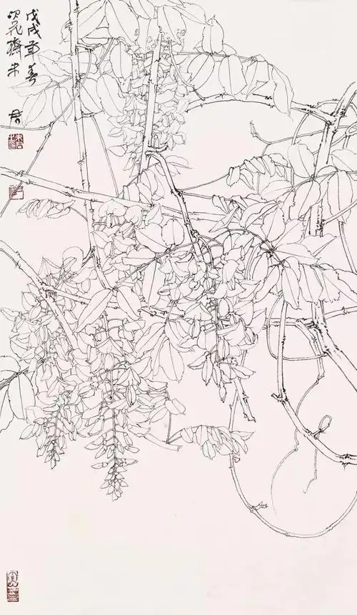 品鉴|书画家未君:紫云深处雨潇潇(高清大图)|紫藤花|紫云|紫藤_新浪