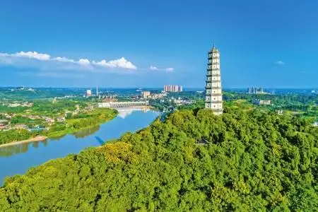 内江市市中区,三元塔寓意"连中三元".内江市市中区文广旅局供图