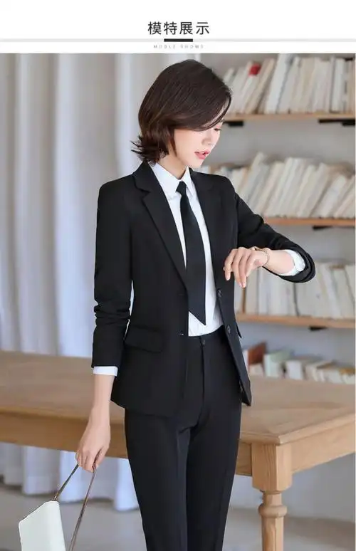 女士西装冬季穿的加绒套装职业装正装藏蓝色外套女秋冬大学生面试工作