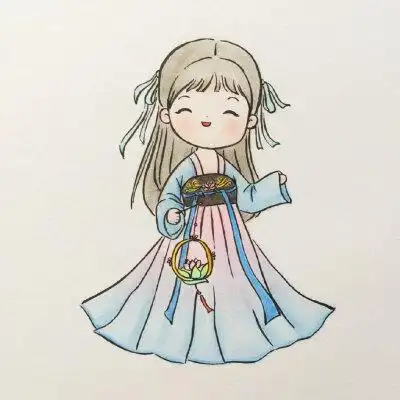 手帐古风小女孩简笔画