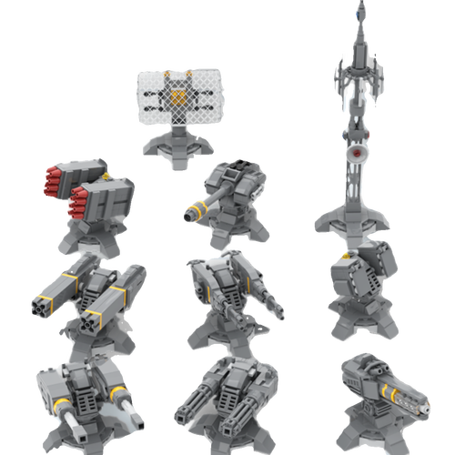 moc拼装颗粒防空炮台导弹雷达台军事设施兼容乐高二战模电磁炮