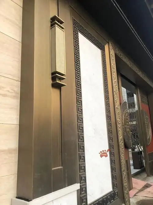 售楼部大门整装 仿古建筑不锈钢门头安装效果
