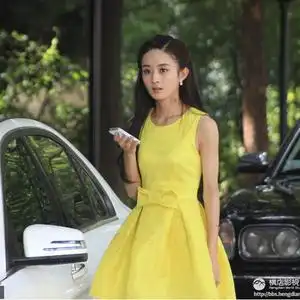夏季新款妻子的秘密赵丽颖江 span class=h>百合 /span>同款无袖黄色
