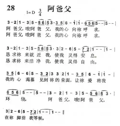 阿爸父) / 南窗听雨编辑相关歌谱:[简谱]阿爸父 简谱[简谱]阿爸父