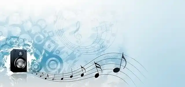 音响 音乐音符蓝色背景