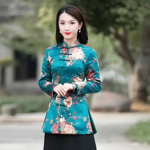 如意风中式唐装半身旗袍上衣复古女人味茶服传统服装中国风女装